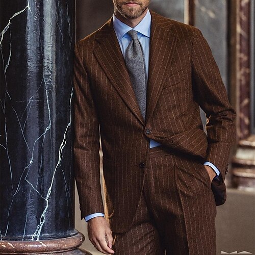 Braun Herren Hochzeit Tweed -Anzüge Gestreift 2-teiliges Set Reguläre Passform Einreiher - 2 Knöpfe 2023
Braun Herren Hochzeit Tweed -Anzüge Gestreift 2-teiliges Set Reguläre Passform Einreiher - 2 Knöpfe 2023