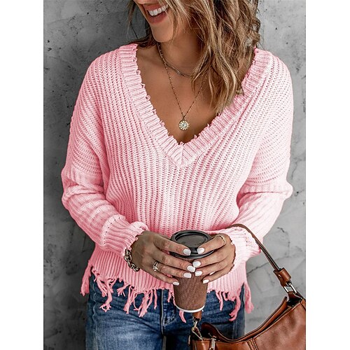 Pull Femme A côtes Tricoter Col V Acrylique Franges Automne Hiver Normal Extérieur du quotidien Sortie mode Décontractées Flexible manche longue Couleur unie Noir Rose Claire Vin S M L
Pull Femme A côtes Tricoter Col V Acrylique Franges Automne Hiver Normal Extérieur du quotidien Sortie mode Décontractées Flexible manche longue Couleur unie Noir Rose Claire Vin S M L