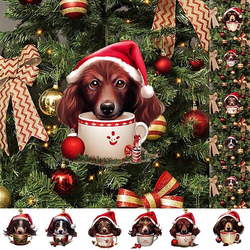 Christmas Decorations, Dachshund Christmas Ornaments Cute Sausage Dog Christmas Tree Ornaments Flat Printing 2D Acrylic Cartoon Mini Funny Dog Hanging Ornament Dog Lovers Gift Idea Xmas Party
Christmas Decorations, Dachshund Christmas Ornaments Cute Sausage Dog Christmas Tree Ornaments Flat Printing 2D Acrylic Cartoon Mini Funny Dog Hanging Ornament Dog Lovers Gift Idea Xmas Party