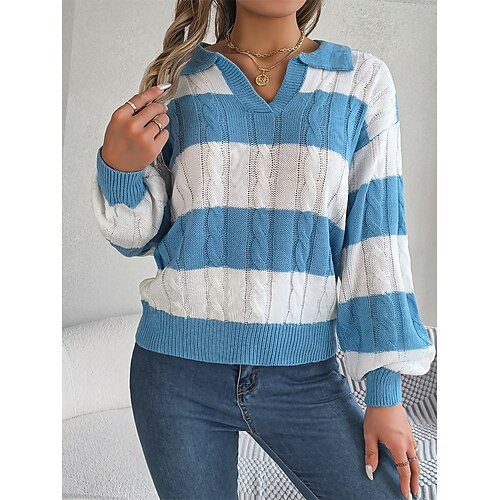 Pull Femme A côtes Tricoter Col V Acrylique Patchwork Automne Hiver Normal Extérieur du quotidien Sortie mode Décontractées Flexible manche longue Rayé Noir Bleu Café S M L
Pull Femme A côtes Tricoter Col V Acrylique Patchwork Automne Hiver Normal Extérieur du quotidien Sortie mode Décontractées Flexible manche longue Rayé Noir Bleu Café S M L