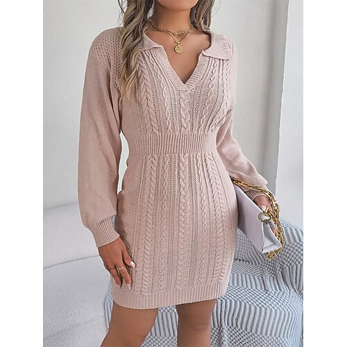 Mujer Vestido de suéter Escote en Pico Cable Tejer Acrílico De Punto Otoño Invierno Largo Exterior Diario Festivos Moda Ropa de calle Sensual Manga Larga Color sólido Rosa Vino Verde Ejército S M L
Mujer Vestido de suéter Escote en Pico Cable Tejer Acrílico De Punto Otoño Invierno Largo Exterior Diario Festivos Moda Ropa de calle Sensual Manga Larga Color sólido Rosa Vino Verde Ejército S M L