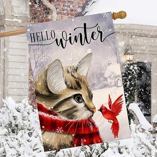 Winter Cat Garden Flag 12x18INCH Vertical Double Sided Cardinal Bird Snow Christmas Holiday Outside Decorations Burlap Yard Flag
Winter Cat Garden Flag 12x18INCH Vertical Double Sided Cardinal Bird Snow Christmas Holiday Outside Decorations Burlap Yard Flag