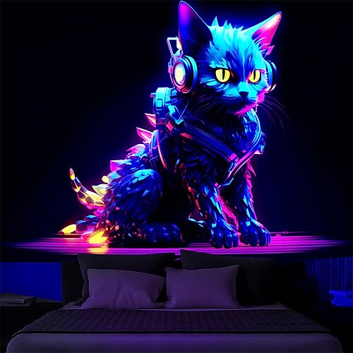 Schwarzlicht-Wandteppich, UV-reaktives Leuchten im trippy Cyber-Katze-Tier, neblige Naturlandschaft, hängender Wandteppich, Wandkunst-Wandbild für Wohnzimmer, Schlafzimmer
Schwarzlicht-Wandteppich, UV-reaktives Leuchten im trippy Cyber-Katze-Tier, neblige Naturlandschaft, hängender Wandteppich, Wandkunst-Wandbild für Wohnzimmer, Schlafzimmer