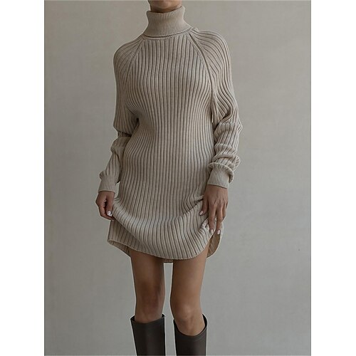 Mujer Vestido de suéter Cuello Alto Estriado Tejer Poliéster De Punto Otoño Invierno Largo Exterior Diario Noche Moda Ropa de calle Casual Manga Larga Color sólido Negro Blanco Fucsia S M L
Mujer Vestido de suéter Cuello Alto Estriado Tejer Poliéster De Punto Otoño Invierno Largo Exterior Diario Noche Moda Ropa de calle Casual Manga Larga Color sólido Negro Blanco Fucsia S M L