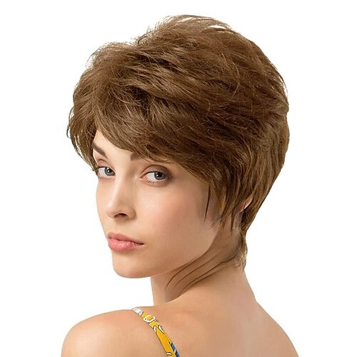 Pixie Layered Short Chestnut Brown Wig Natural Curl Synthetic Hair Wigs for Women (Olive Brown)
Pixie Layered Short Chestnut Brown Wig Natural Curl Synthetic Hair Wigs for Women (Olive Brown)