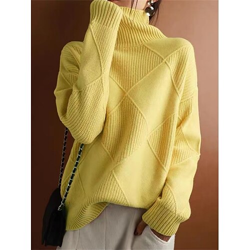 Mujer Suéter de punto Cuello Alto Estriado Tejer Poliéster De Gran Tamaño Otoño Invierno Regular Exterior Diario Noche Elegante Casual Suave Manga Larga Color sólido Negro Amarillo Color Camello S M L
Mujer Suéter de punto Cuello Alto Estriado Tejer Poliéster De Gran Tamaño Otoño Invierno Regular Exterior Diario Noche Elegante Casual Suave Manga Larga Color sólido Negro Amarillo Color Camello S M L
