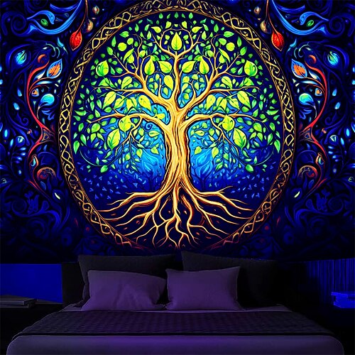 Tapisserie à lumière noire, lueur réactive aux UV dans l'arbre de vie trippy, paysage naturel brumeux, tapisserie murale suspendue pour salon et chambre à coucher
Tapisserie à lumière noire, lueur réactive aux UV dans l'arbre de vie trippy, paysage naturel brumeux, tapisserie murale suspendue pour salon et chambre à coucher