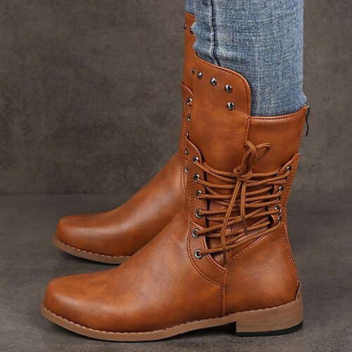 Femme Bottes Bottes de Combat Bottes Moto Grandes Tailles Extérieur Travail du quotidien Bottes mi-mollet Talon bloc Talon Bottier Bout rond Décontractées Minimalisme Style industriel Polyuréthane
Femme Bottes Bottes de Combat Bottes Moto Grandes Tailles Extérieur Travail du quotidien Bottes mi-mollet Talon bloc Talon Bottier Bout rond Décontractées Minimalisme Style industriel Polyuréthane