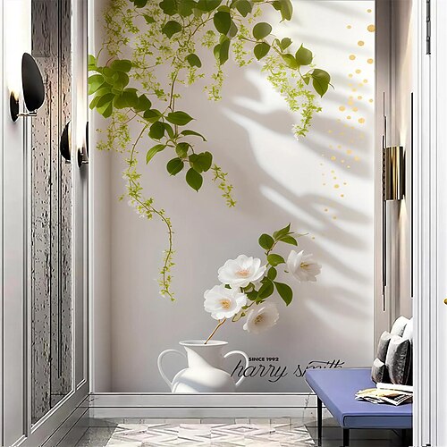 

3d fresco varanda pintura de folhas frescas decoração de casa contemporânea clássica cobertura de parede material de lona papel de parede autoadesivo mural pano de parede
