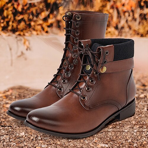 Homme Bottes Bottes de Combat Grandes Tailles Rétro Vintage Classique Décontractées Extérieur du quotidien Faux Cuir Respirable Confortable Antidérapantes Lacet Brun foncé Noir Hiver
Homme Bottes Bottes de Combat Grandes Tailles Rétro Vintage Classique Décontractées Extérieur du quotidien Faux Cuir Respirable Confortable Antidérapantes Lacet Brun foncé Noir Hiver