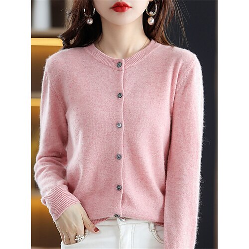 Mujer Cárdigan Cuello Barco Estriado Tejer Hilo Entrelazado Botón De Punto Otoño Invierno Regular Exterior Diario Noche Moda Ropa de calle Casual Manga Larga Color sólido Negro Blanco Rosa S M L
Mujer Cárdigan Cuello Barco Estriado Tejer Hilo Entrelazado Botón De Punto Otoño Invierno Regular Exterior Diario Noche Moda Ropa de calle Casual Manga Larga Color sólido Negro Blanco Rosa S M L