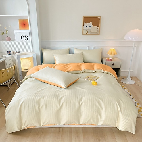 Ensemble de quatre pièces en coton lavé en coton japonais, ensemble de trois pièces pour dortoir d'étudiants gaufré, drap de lit de couleur unie, housse de couette, drap-housse
Ensemble de quatre pièces en coton lavé en coton japonais, ensemble de trois pièces pour dortoir d'étudiants gaufré, drap de lit de couleur unie, housse de couette, drap-housse