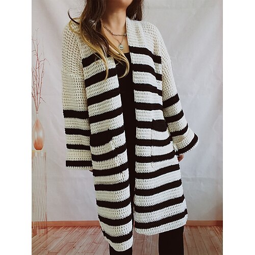 Women's Cardigan Sweater Jacket V Neck Chunky Knit Polyester Pocket Knitted Spring Fall Winter Long Work Daily Fashion Daily Long Sleeve Striped Beige Coffee S M L
Women's Cardigan Sweater Jacket V Neck Chunky Knit Polyester Pocket Knitted Spring Fall Winter Long Work Daily Fashion Daily Long Sleeve Striped Beige Coffee S M L