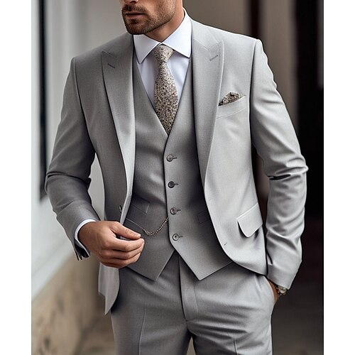 Hell Gray Herren Hochzeit Anzüge Suits Einfarbig 3-teiliges Set Täglich Übergrössen Einreiher - 2 Knöpfe 2023
Hell Gray Herren Hochzeit Anzüge Suits Einfarbig 3-teiliges Set Täglich Übergrössen Einreiher - 2 Knöpfe 2023