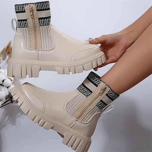 Women's Boots Plus Size Outdoor Daily Booties Ankle Boots Chunky Heel Round Toe Vintage Elegant Casual PU Tissage Volant Zipper Color Block Black Brown Beige
Women's Boots Plus Size Outdoor Daily Booties Ankle Boots Chunky Heel Round Toe Vintage Elegant Casual PU Tissage Volant Zipper Color Block Black Brown Beige