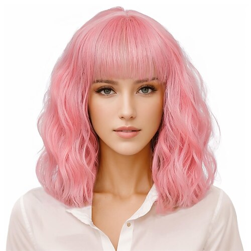 Pink Wig with Bangs for Women- Short Curly Bob Pastel Pink Hair Wig Shoulder Length Synthetic Cosplay Wig for Girl Costume Halloween Wigs (12inch, Pink)
Pink Wig with Bangs for Women- Short Curly Bob Pastel Pink Hair Wig Shoulder Length Synthetic Cosplay Wig for Girl Costume Halloween Wigs (12inch, Pink)