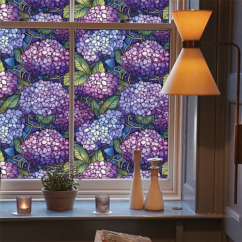 

Colorful Window Stickers Stained Glass Electrostatic Removable Window Privacy Stained Decorative Film for Home Office