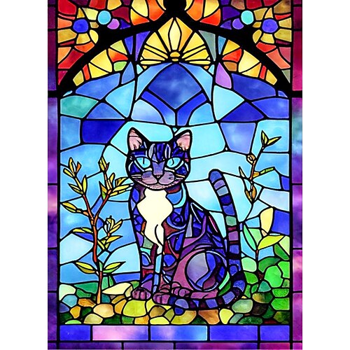 

1pc Animal DIY Diamond Painting Glass Crystal Painted Magic Cat Diamond Painting Handcraft Home Gift Without Frame