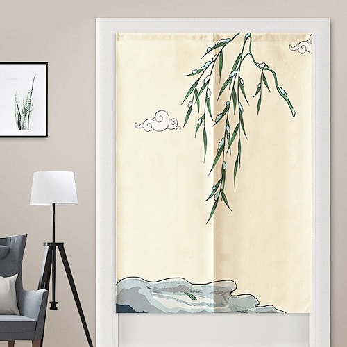 

Japonês noren cortina capa de porta painel de cortina de porta tradicional nuvem salgueiro impresso porta tapeçaria cortinas divisórias para cozinha sushi banheiro sala de estar quarto