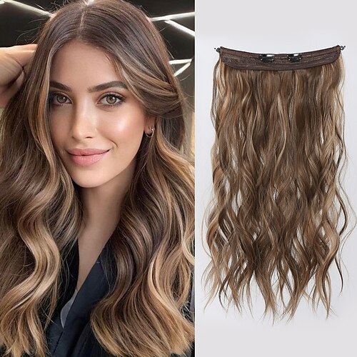 

Wavy Bouncy Curl Synthetic Hair 22 inch Hair Extension Clip In / On Fishing Line Hair 1 Pack Smooth All