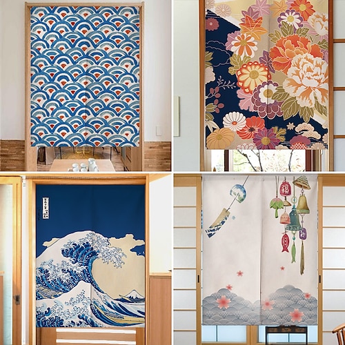 

Cortina japonesa noren capa de porta painel de cortina de porta pintura tradicional tapeçaria divisor de quarto cortinas para cozinha sushi banheiro sala de estar quarto