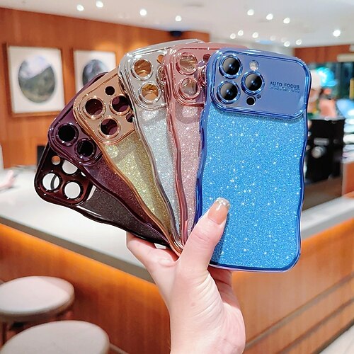 

Phone Case For iPhone 15 Pro Max Plus iPhone 14 13 12 11 Pro Max Plus Back Cover Bling Glitter Shiny Shockproof TPU Plating