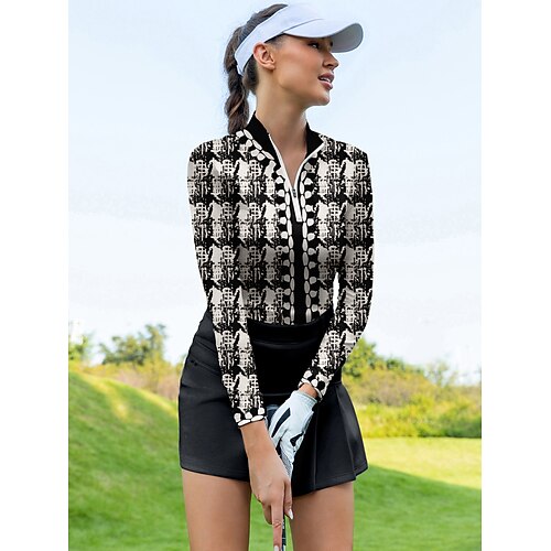 

Women's Golf Polo Shirt Black Long Sleeve Top Ladies Golf Attire Clothes Outfits Wear Apparel