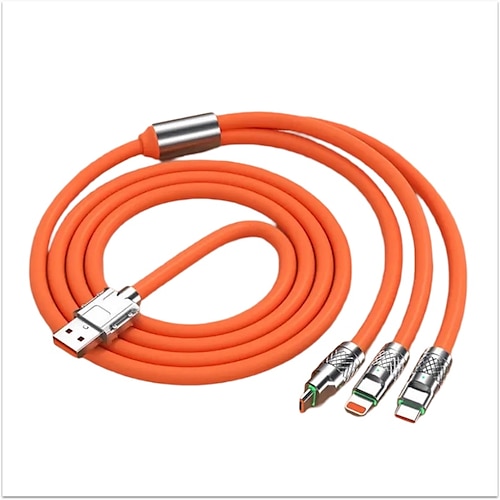 

Универсальный зарядный кабель 3,9 фута USB A на Lightning/микро/USB C 6 A Кабель для зарядки Быстрая зарядка 3 в 1 Жидкий силикагель Назначение Samsung Xiaomi Huawei Аксессуар для мобильных телефонов