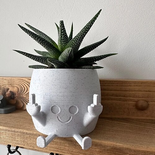 

Smiling Plant Pot with Middle Fingers Up,Resin Plastic Ornaments Flower Pot, Planting Containers, Novelty Interesting Decorations, for Home Indoor Window, Desktop, Outdoor Patio Yard
