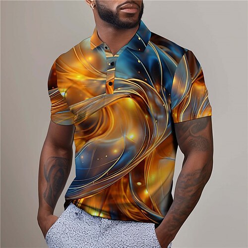 

Optical Illusion Men's Subcultural 3D Print Polo Shirt Golf Polo Outdoor Daily Wear Streetwear Polyester Short Sleeve Turndown Polo Shirts Yellow Red Summer S M L Micro-elastic Lapel Polo
