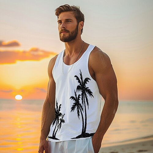 

Graphic Conch Fashion Outdoor Casual Men's 3D Print Tank Top Vest Top Undershirt Street Casual Daily T shirt White Sleeveless Crew Neck Shirt Spring & Summer Clothing Apparel S M L XL XXL 3XL