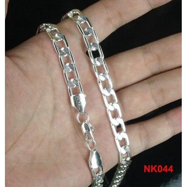 Plata Mm Para Hombres Plateado F Garo Collar De Cadena Gruesa