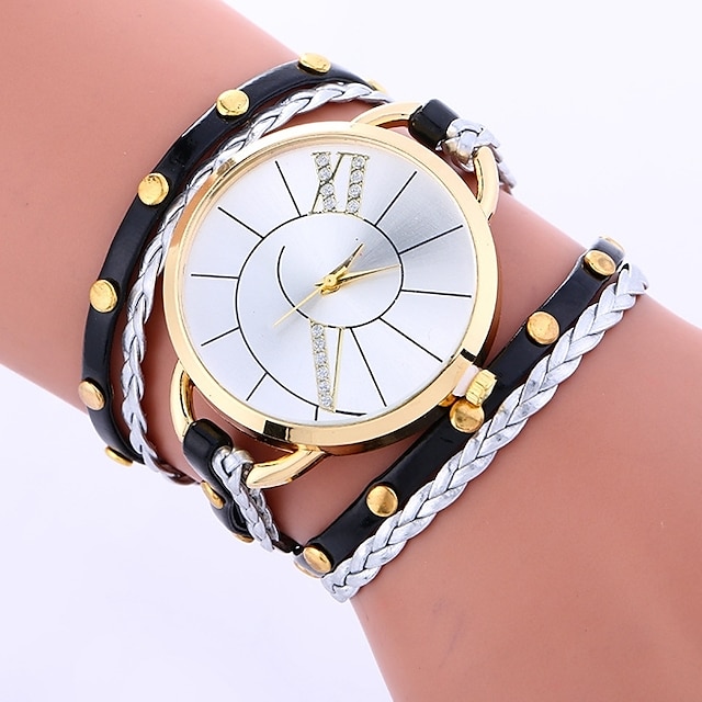 Femme Bracelet de Montre Bracelet Watch Pluseur Tours Quartz Cuir PU à