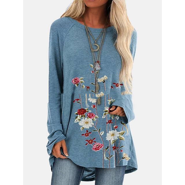 Women's Tunic T shirt Floral Print Round Neck Vintage Tops Loose Green Blue Black / 3D Print
Women's Tunic T shirt Floral Print Round Neck Vintage Tops Loose Green Blue Black / 3D Print