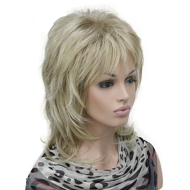 Blonde Highlighted Long Soft Layered Cut Wigs Heat Resistant Synthetic