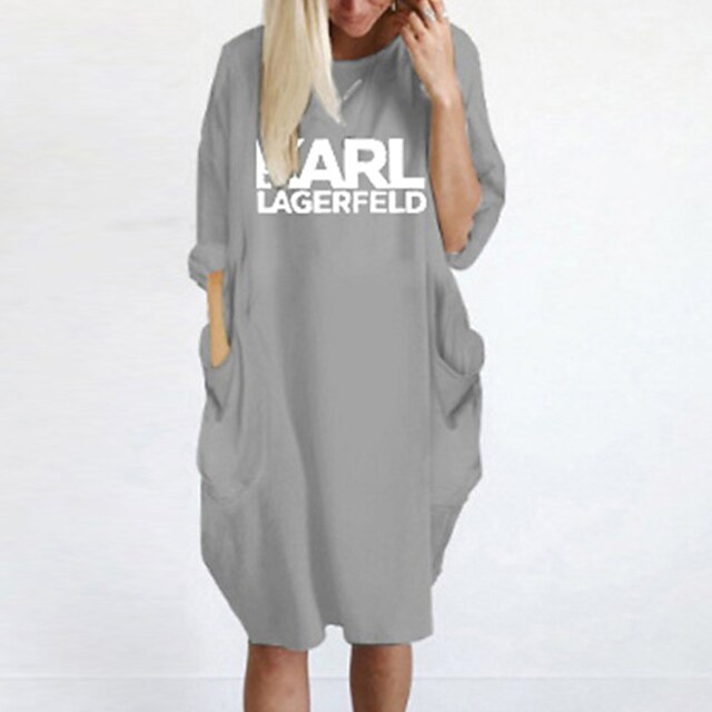 Women's T Shirt Dress Tee Dress Knee Length Dress Blue White Black Gray Long Sleeve Letter Pocket Spring Summer Round Neck Casual 2022 S M L XL XXL 3XL 4XL 5XL / Loose
Women's T Shirt Dress Tee Dress Knee Length Dress Blue White Black Gray Long Sleeve Letter Pocket Spring Summer Round Neck Casual 2022 S M L XL XXL 3XL 4XL 5XL / Loose