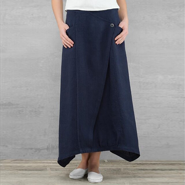 Women's Fashion Ankle-Length Skirts Vacation Casual / Daily Linen / Cotton Blend Solid Colored Pocket Black Khaki Navy Blue S M L / Asymmetrical
Women's Fashion Ankle-Length Skirts Vacation Casual / Daily Linen / Cotton Blend Solid Colored Pocket Black Khaki Navy Blue S M L / Asymmetrical