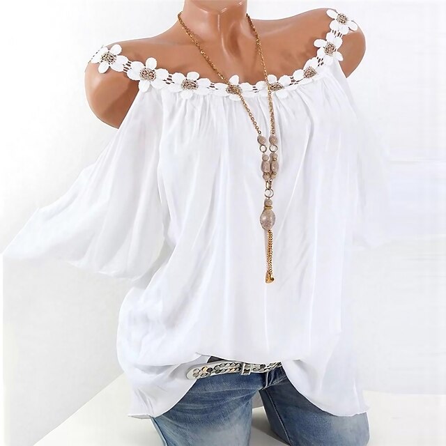 Women's Plus Size Tops Blouse Shirt Plain Patchwork Short Sleeve Crewneck Basic Daily Weekend Cotton Summer White Gray
Women's Plus Size Tops Blouse Shirt Plain Patchwork Short Sleeve Crewneck Basic Daily Weekend Cotton Summer White Gray