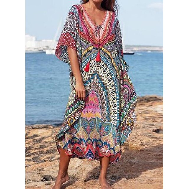Women's Loose Maxi long Dress Red print Half Sleeve Print Modern Style Spring Summer V Neck Casual Loose 2022 One-Size
Women's Loose Maxi long Dress Red print Half Sleeve Print Modern Style Spring Summer V Neck Casual Loose 2022 One-Size