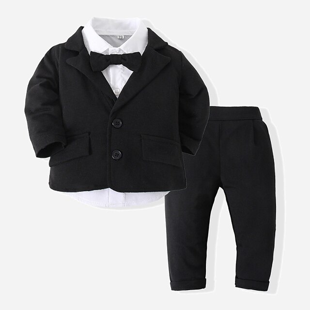 3 Pieces Baby Boys' Clothing Set Active Casual Daily Formal Cotton Black Black Solid Color Bow Long Sleeve Regular / Winter / Spring
3 Pieces Baby Boys' Clothing Set Active Casual Daily Formal Cotton Black Black Solid Color Bow Long Sleeve Regular / Winter / Spring