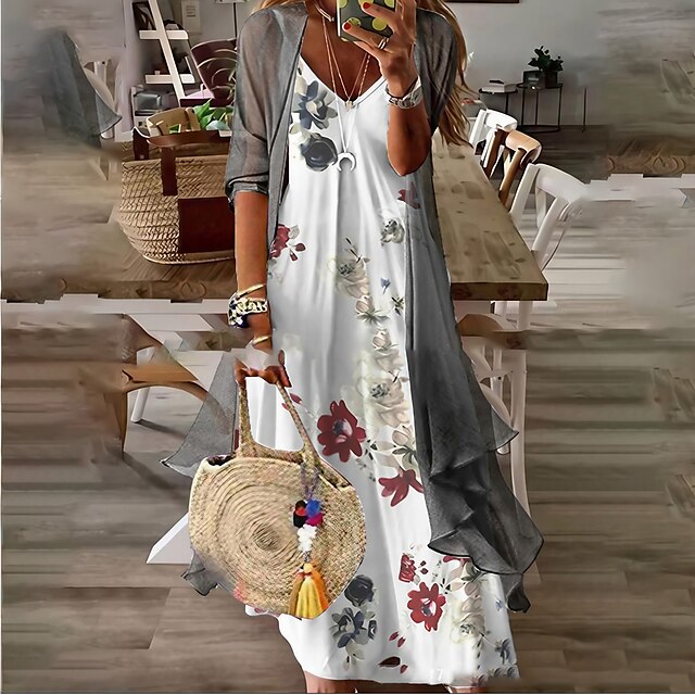 Women's Swing Dress Midi Dress White Sleeveless Floral Print Spring Summer V Neck Casual 2022 S M L XL XXL / Loose
Women's Swing Dress Midi Dress White Sleeveless Floral Print Spring Summer V Neck Casual 2022 S M L XL XXL / Loose