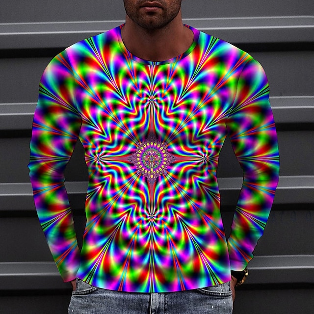 Hombre de impresión en 3D Estampados Camiseta Manga Larga Camiseta