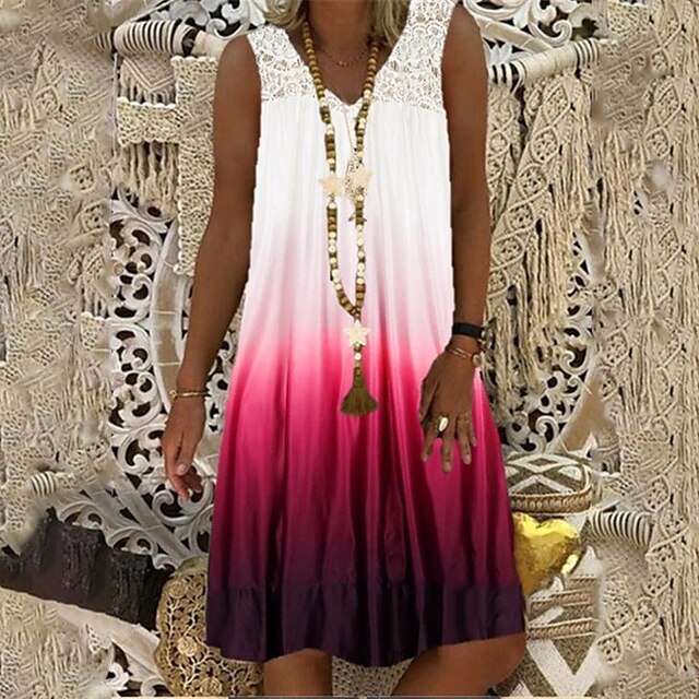 Women's A Line Dress Knee Length Dress Black Red Sleeveless Color Gradient Lace Print Spring Summer V Neck Stylish Casual 2022 S M L XL XXL 3XL 4XL 5XL
Women's A Line Dress Knee Length Dress Black Red Sleeveless Color Gradient Lace Print Spring Summer V Neck Stylish Casual 2022 S M L XL XXL 3XL 4XL 5XL