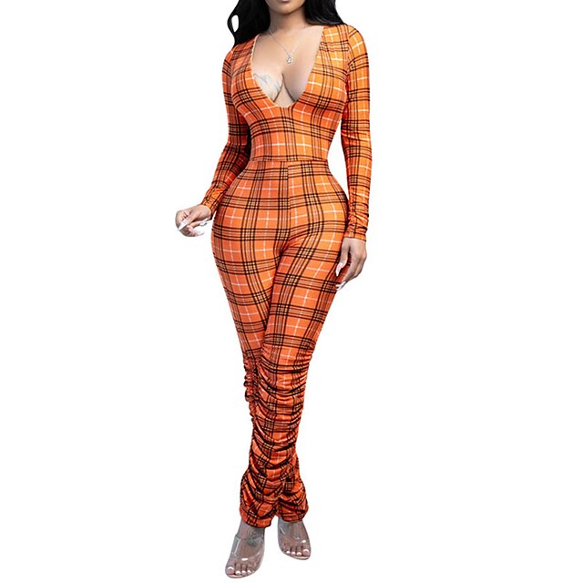 Women's Jumpsuit Print Plaid V Neck Active Home Street Regular Fit Long Sleeve Pink Orange S M L Spring
Women's Jumpsuit Print Plaid V Neck Active Home Street Regular Fit Long Sleeve Pink Orange S M L Spring