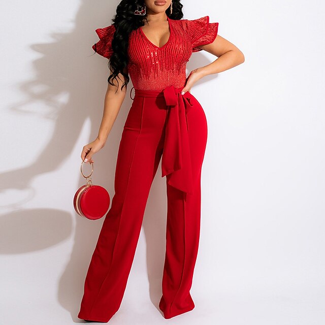 Women's Jumpsuit Solid Color V Neck Active Party Festival Bodycon Short Sleeve Red S M L Fall
Women's Jumpsuit Solid Color V Neck Active Party Festival Bodycon Short Sleeve Red S M L Fall