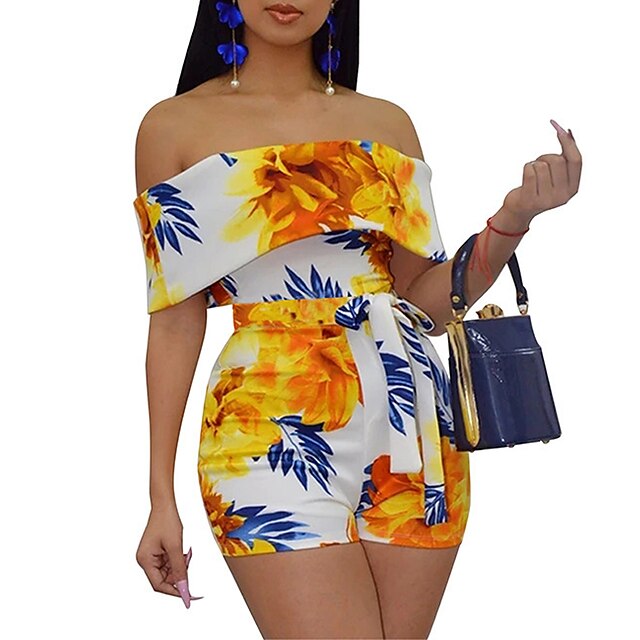 Women's Romper Backless Print Floral Off Shoulder Active Street Sport Regular Fit Short Sleeve Blue White Pink S M L Spring
Women's Romper Backless Print Floral Off Shoulder Active Street Sport Regular Fit Short Sleeve Blue White Pink S M L Spring