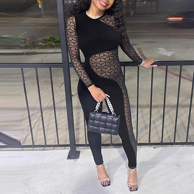 Women's Jumpsuit Mesh Solid Color Crew Neck Elegant Party Party Evening Regular Fit Long Sleeve Black S M L Spring
Women's Jumpsuit Mesh Solid Color Crew Neck Elegant Party Party Evening Regular Fit Long Sleeve Black S M L Spring