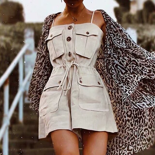 Women's Romper Backless Solid Color Square Neck Active Street Daily Regular Fit Sleeveless Gray Khaki S M L Spring
Women's Romper Backless Solid Color Square Neck Active Street Daily Regular Fit Sleeveless Gray Khaki S M L Spring