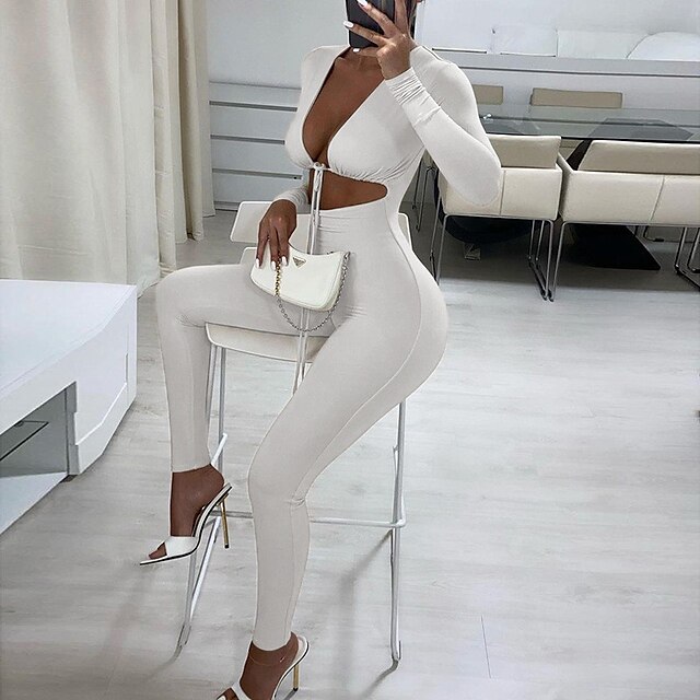Women's Catsuit Cut Out Solid Color Deep V Active Street Sport Regular Fit Long Sleeve White Black Red S M L Spring
Women's Catsuit Cut Out Solid Color Deep V Active Street Sport Regular Fit Long Sleeve White Black Red S M L Spring