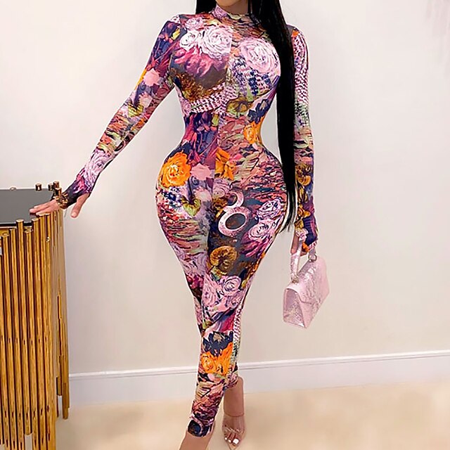 Women's Catsuit Print Floral Crew Neck Casual Sport Casual Regular Fit Long Sleeve Pink S M L Spring
Women's Catsuit Print Floral Crew Neck Casual Sport Casual Regular Fit Long Sleeve Pink S M L Spring